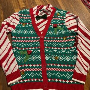 Festive Red and Green Holiday Ugly Chris Sweater